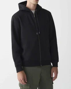 Felpa Colmar Originals nera con cappuccio chiusura zip e logo bollo applicato sulla manica