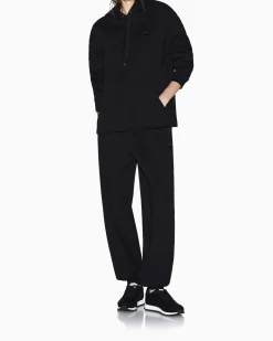 Felpa con cappuccio Armani Exchange nera in misto cotone con logo in rilievo