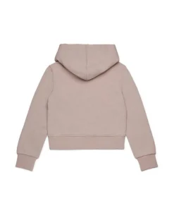 Felpa cropped Diesel rosa cipria con cappuccio e logo