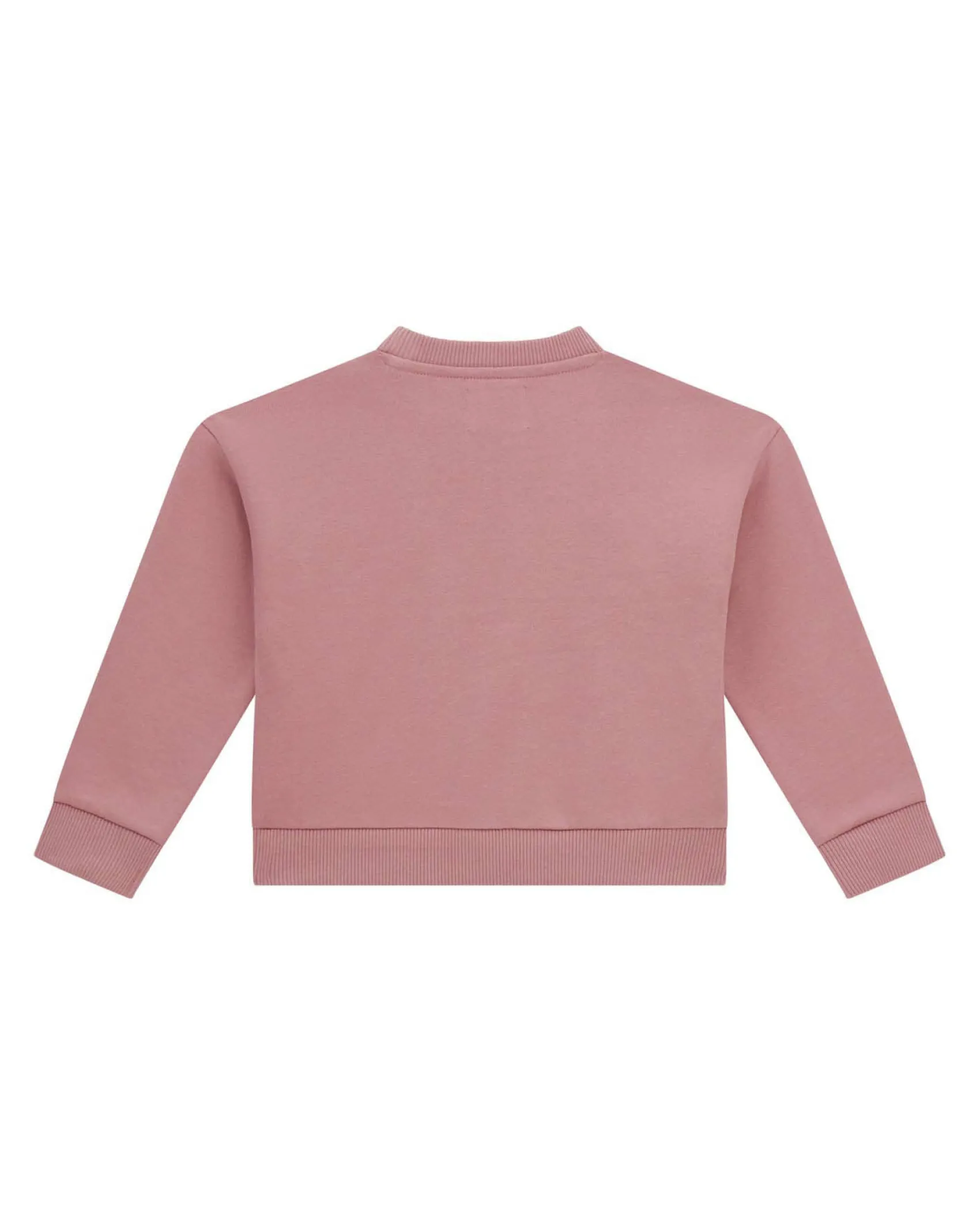 Felpa cropped Guess rosa antico con scritta logo oro paiettata