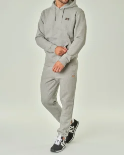 Felpa Dickies grigia con cappuccio in cotone con patch porta logo al petto