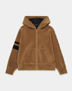 Felpa Dsquared2 in neoprene color cammello con cappuccio e zip
