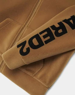 Felpa Dsquared2 in neoprene color cammello con cappuccio e zip