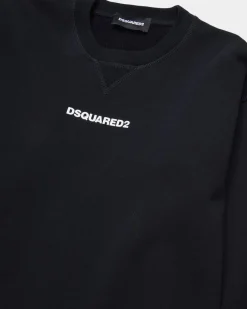 Felpa Dsquared2 nera in puro cotone con mini logo bianco