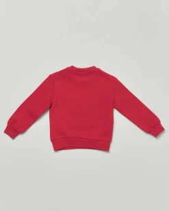 Felpa Dsquared2 rossa in puro cotone con foglia logo nera