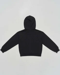 Felpa EA7 nera con cappuccio e logo monogram bianco
