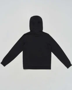 Felpa EA7 nera con cappuccio e logo monogram bianco