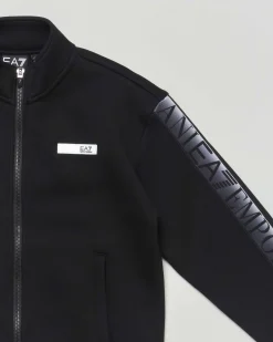 Felpa EA7 nera in neoprene con zip linea natural ventus
