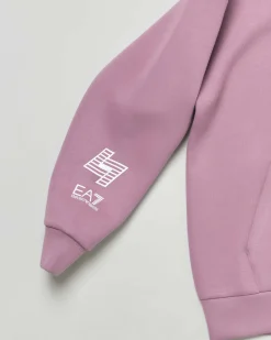 Felpa EA7 oversize color malva in neoprene linea natural ventus