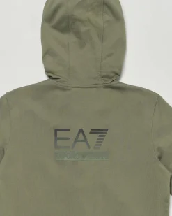 Felpa EA7 verde militare con cappuccio e zip