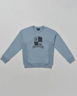 Felpa Emporio Armani avio in misto cotone con ricamo logo college