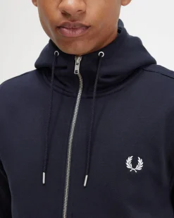 Felpa Fred Perry blu con cappuccio e chiusura zip