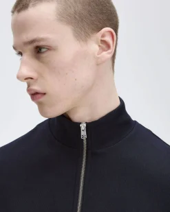 Felpa Fred Perry blu in cotone con apertura a mezza zip