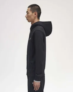 Felpa Fred Perry nera con cappuccio e chiusura zip