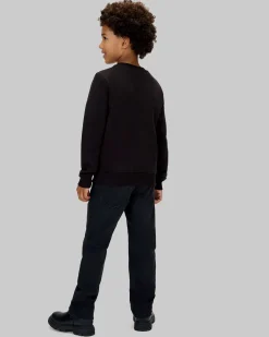 Felpa girocollo Calvin Klein nera in puro cotone a maniche lunghe con scritta logo bianca