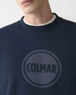 Felpa girocollo Colmar Originals blu con logo bollo applicato sul petto