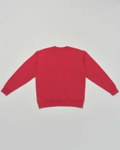 Felpa girocollo Dsquared2 rossa in puro cotone con maxi foglia logo