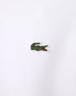 Felpa girocollo Lacoste bianca con logo ricamato sul petto