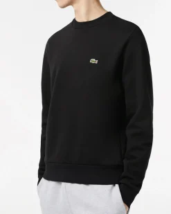 Felpa girocollo Lacoste nera con logo ricamato sul petto