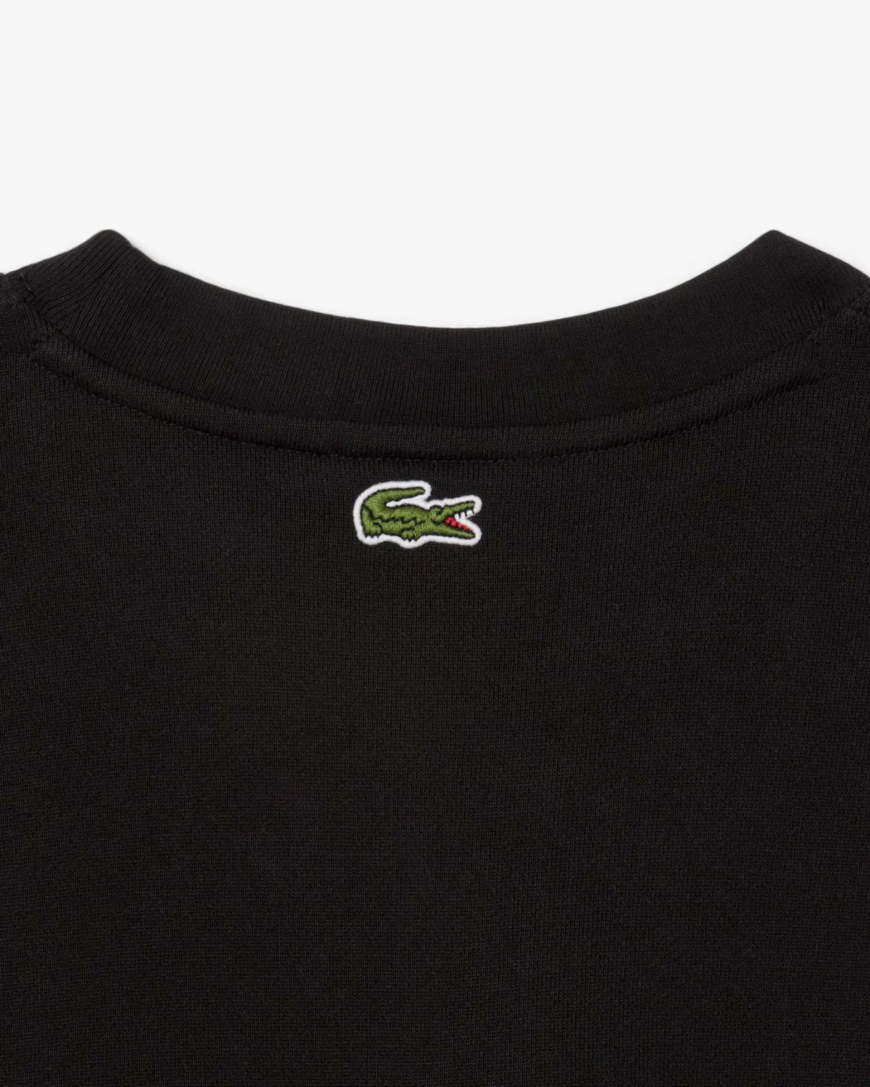 Felpa girocollo Lacoste nera classic-fit in puro cotone con logo e coccodrillo stampati centrali sul petto