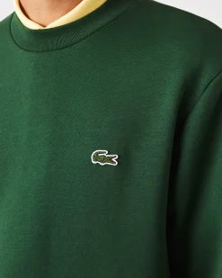 Felpa girocollo Lacoste verde con logo ricamato sul petto