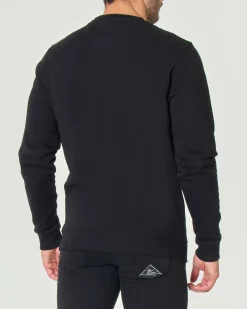 Felpa girocollo pesante Lyle & Scott nera con logo aquila gialla