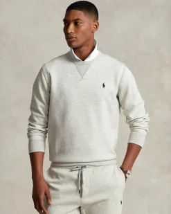 Felpa girocollo Polo Ralph Lauren grigia in interlock di cotone con logo pony ricamato