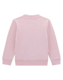 Felpa Guess rosa con orsetto icon e scritta logo in puro cotone