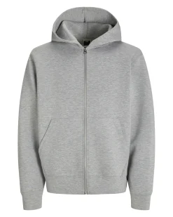 Felpa Jack & Jones grigia in neoprene con cappuccio e zip