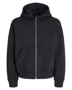 Felpa Jack & Jones nera in neoprene con cappuccio e zip