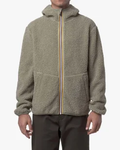 Felpa Jack Sherpa Polar color sabbia in pile reversibile in sherpa con cappuccio e chiusura a cerniera