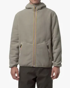 Felpa Jack Sherpa Polar color sabbia in pile reversibile in sherpa con cappuccio e chiusura a cerniera