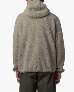 Felpa Jack Sherpa Polar color sabbia in pile reversibile in sherpa con cappuccio e chiusura a cerniera