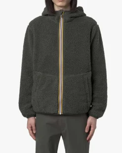 Felpa Jack Sherpa Polar verde militare in pile reversibile in sherpa con cappuccio e chiusura a cerniera