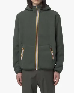 Felpa Jack Sherpa Polar verde militare in pile reversibile in sherpa con cappuccio e chiusura a cerniera