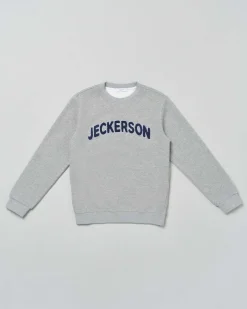 Felpa Jeckerson grigia in cotone con scritta logo blu spugna