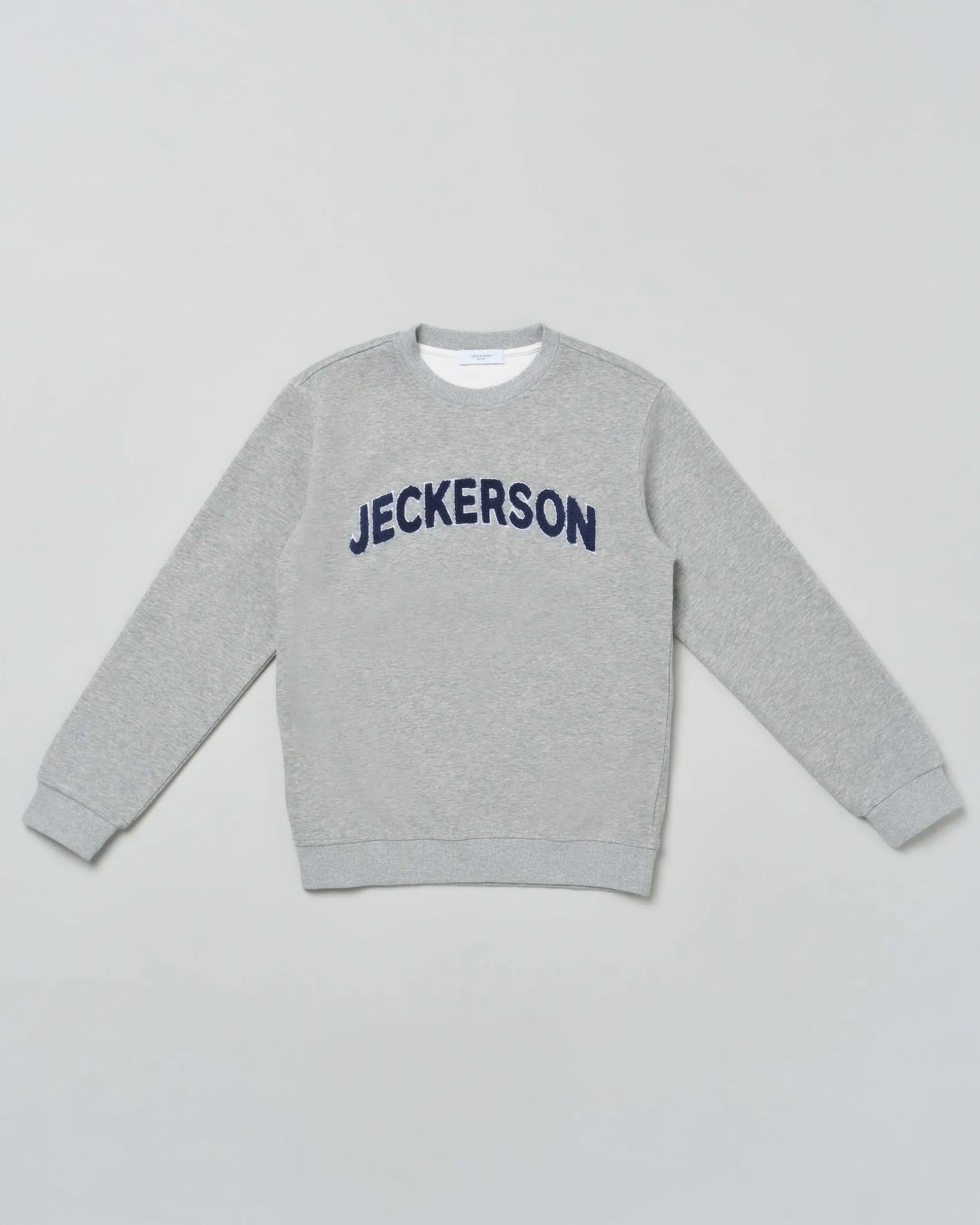 Felpa Jeckerson grigia in cotone con scritta logo blu spugna