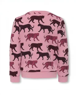 Felpa Kids Only in misto cotone rosa con leopardi
