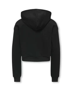 Felpa Kids Only nera in misto cotone con cappuccio e cuore maculato