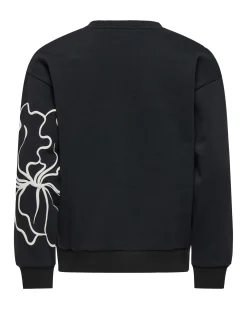 Felpa Kids Only nera in misto cotone con stampa fiori