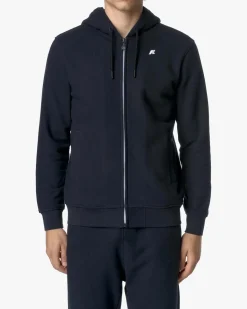 Felpa K-way Anthony Heavy Fleece blu con cappuccio e chiusura zip