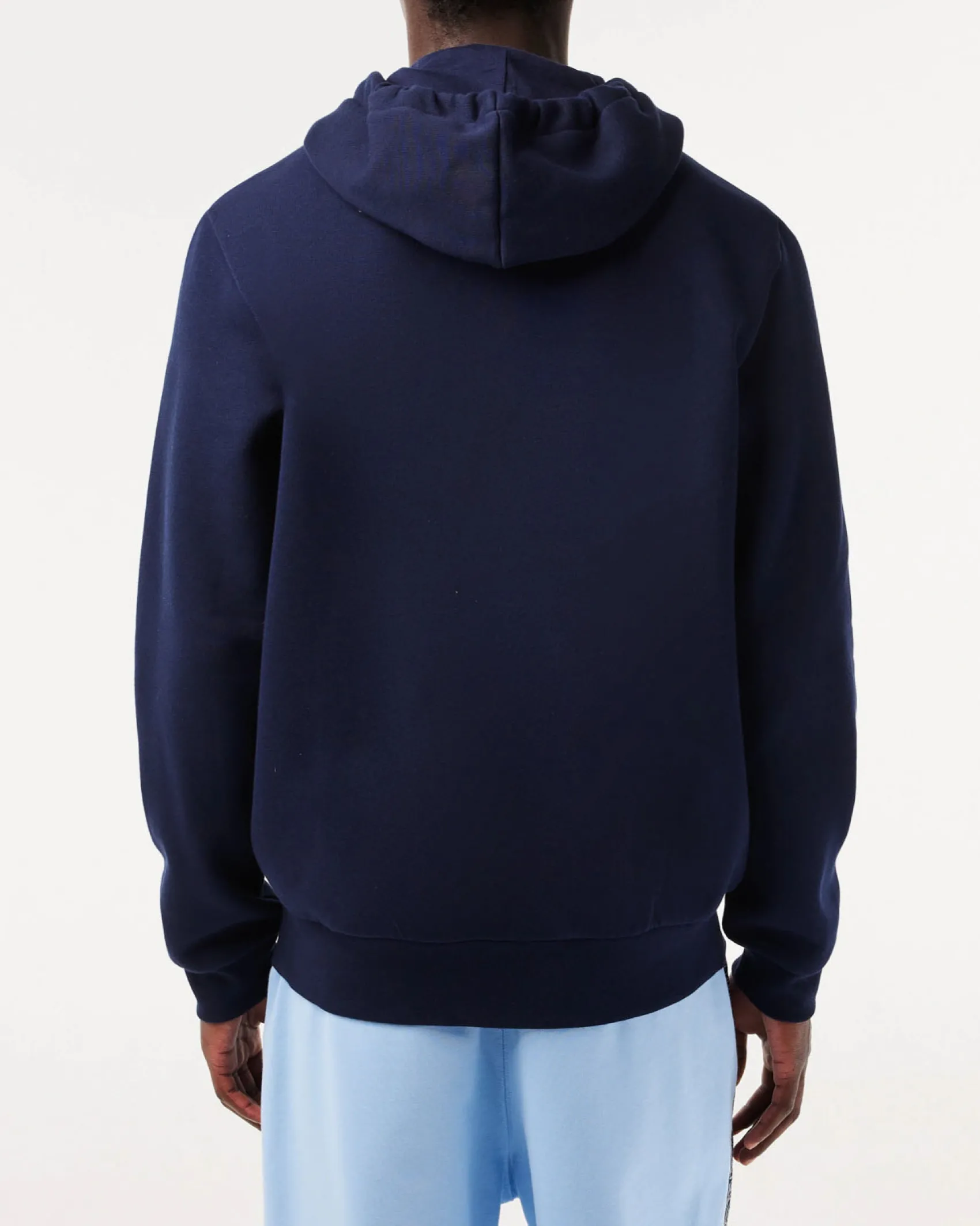 Felpa Lacoste blu con cappuccio e chiusura zip con logo ricamato sul petto