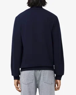 Felpa Lacoste blu con chiusura zip e logo ricamato sul petto