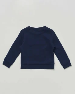 Felpa Lacoste blu in cotone felpato girocollo con logo icon