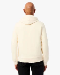 Felpa Lacoste color panna con cappuccio chiusura zip e logo coccodrillo ricamato sul petto