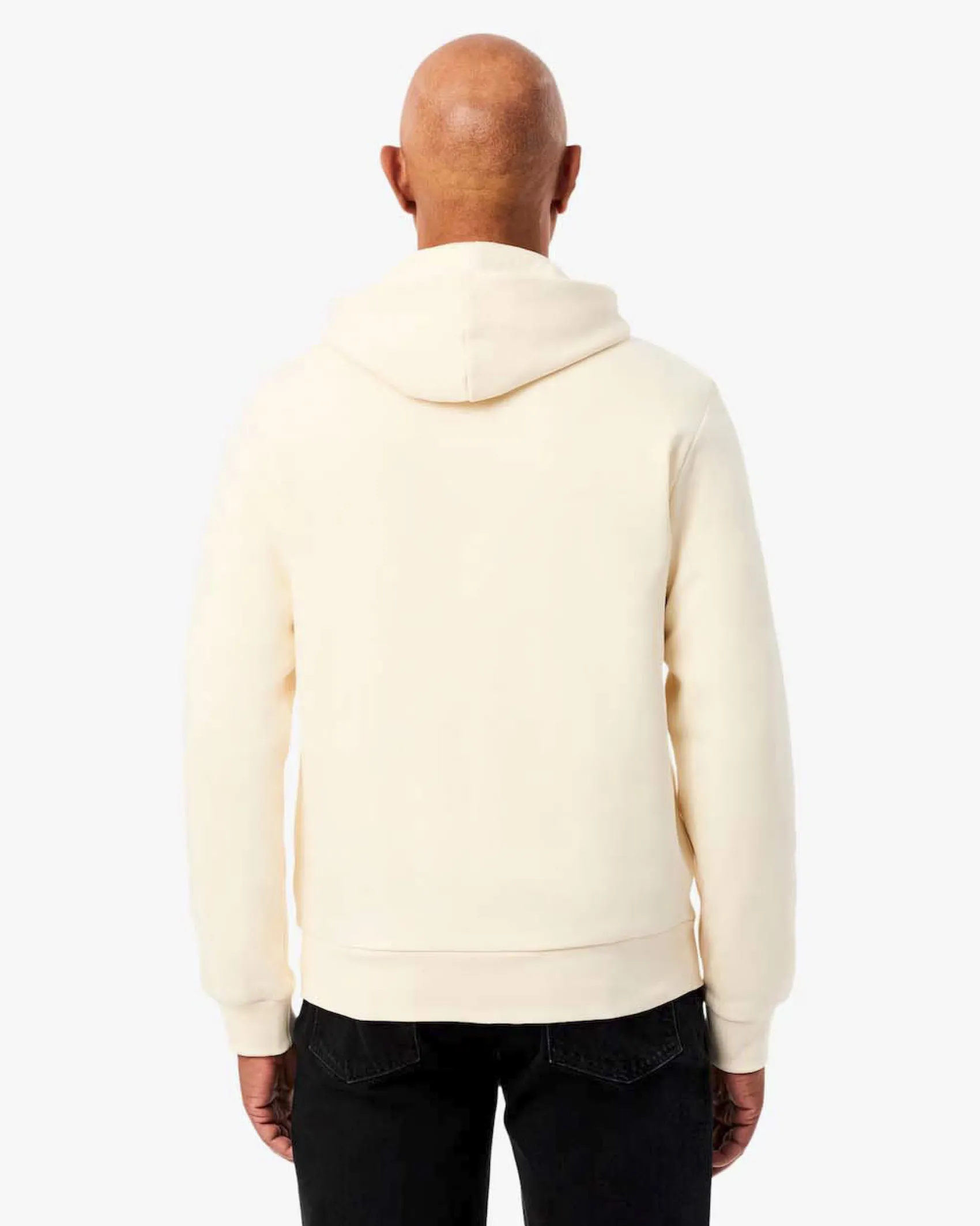Felpa Lacoste color panna con cappuccio chiusura zip e logo coccodrillo ricamato sul petto