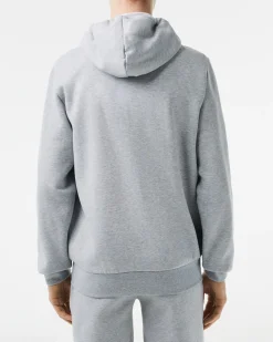 Felpa Lacoste grigia con cappuccio e chiusura zip con logo ricamato sul petto