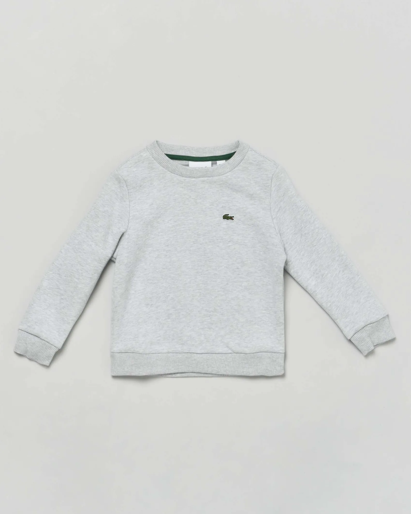 Felpa Lacoste grigia in cotone felpato girocollo con logo icon