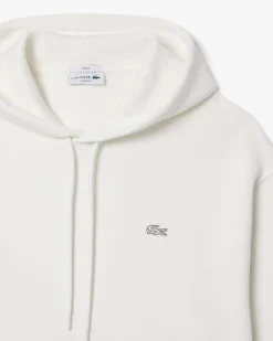 Felpa Lacoste loose-fit bianca con cappuccio e tasche a marsupio