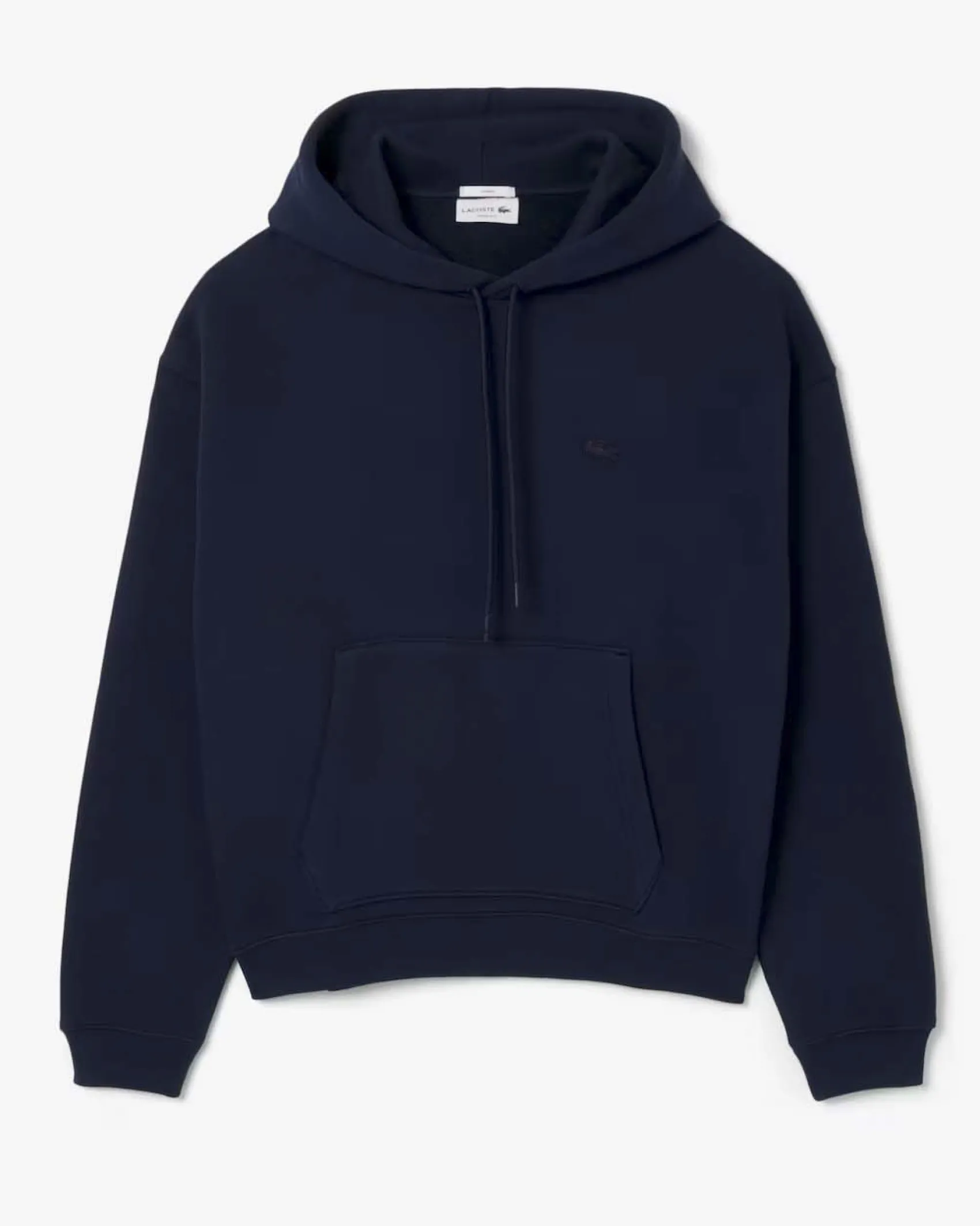 Felpa Lacoste loose-fit blu con cappuccio e tasche a marsupio